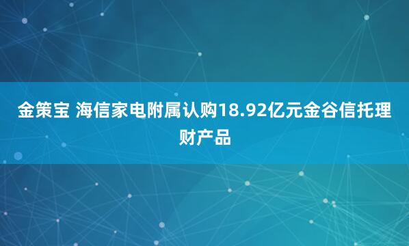 金策宝 海信家电附属认购18.92亿元金谷信托理财产品